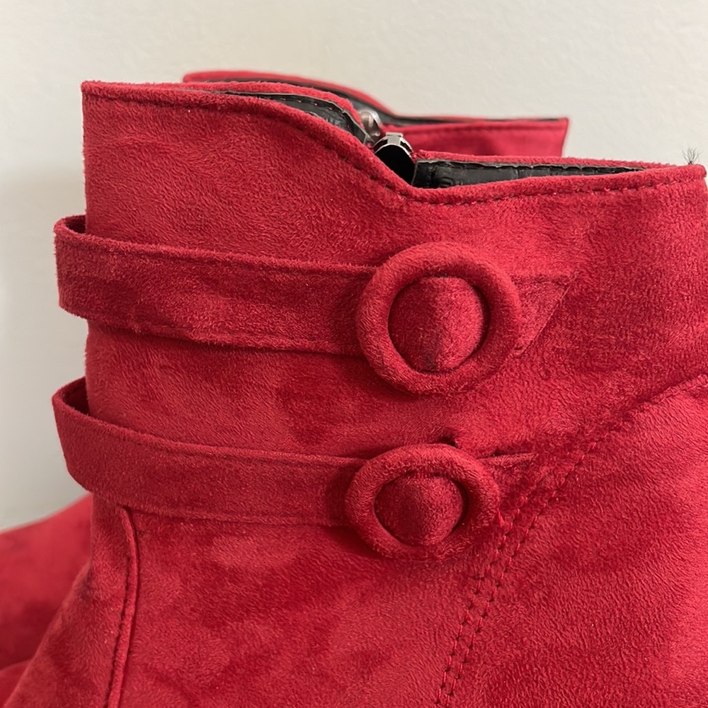 YAO FEI RED HIGH HEEL ANKLE BOOTS - Picture 5 of 16